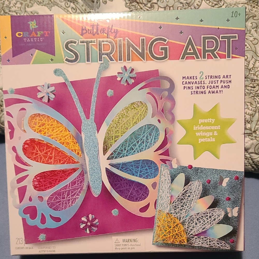 Craft-tastic Butterfly String Art Kit DIY Crafting 2 String Art Projects NIB